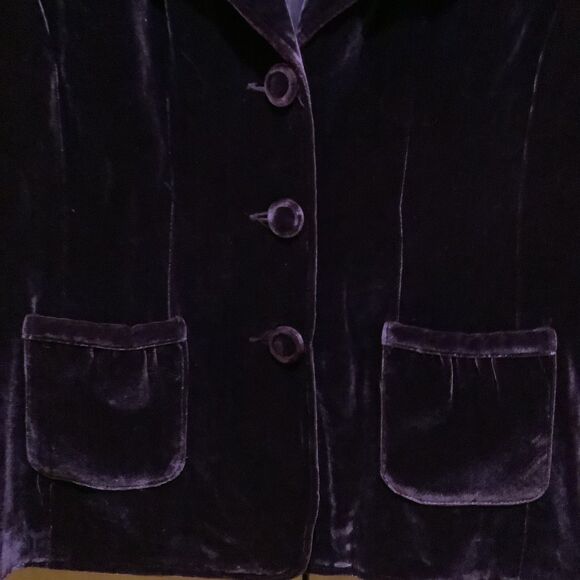 Simons Contemporaine-Velvet Burgundy Blazer-Rayon/Silk-Sz L-Goth-Old Money - Picture 3 of 9